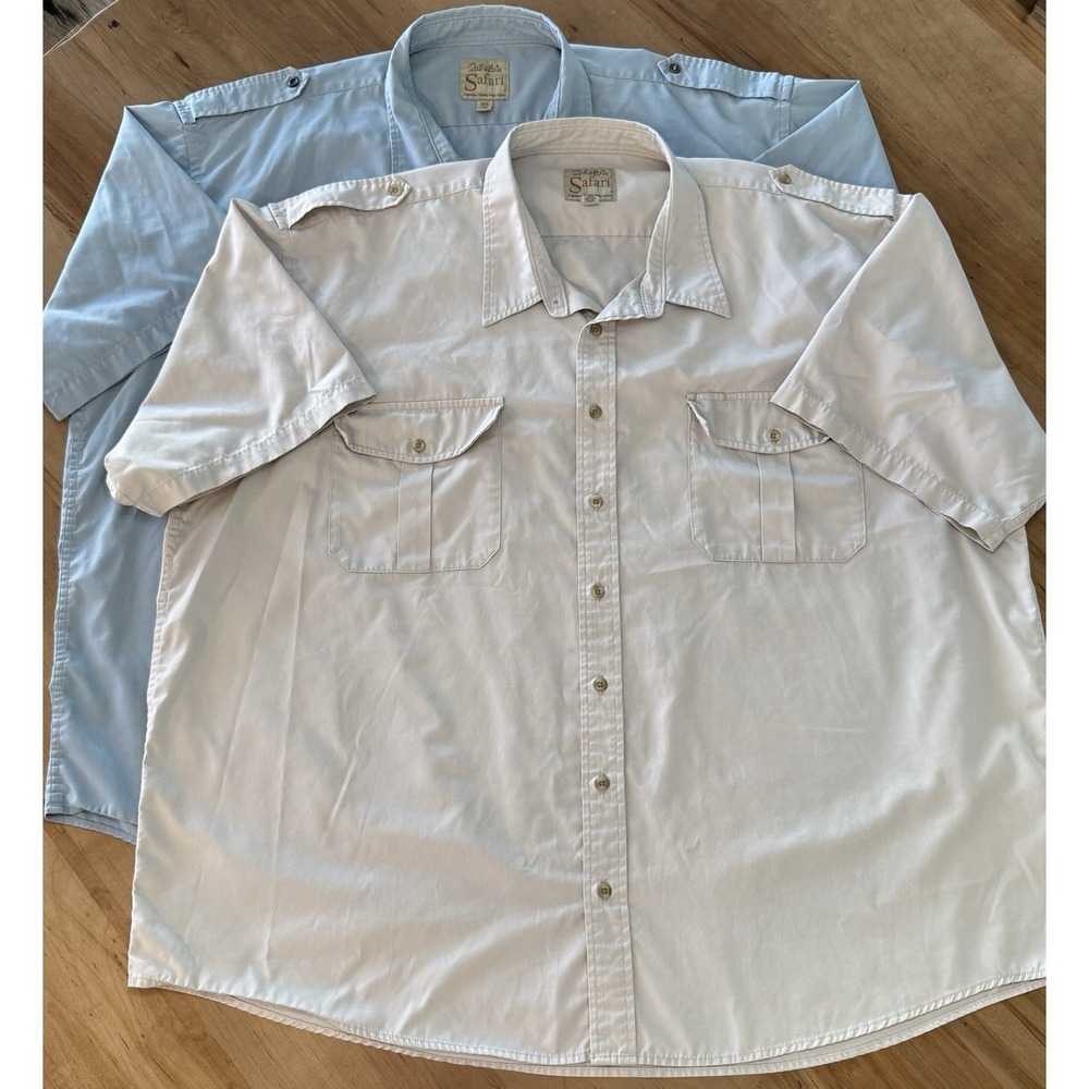 Cabelas Safari Series Shirt Lot, Men's Blue & Tan Short Sleeve Button Up 4XLT - Picture 3 of 16